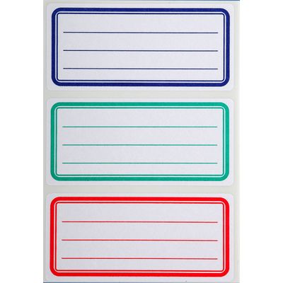 Apli Agipa - 9 Étiquettes scolaires cadre et lignes bleus, rouges, verts - 81 x 36 mm - réf 111981