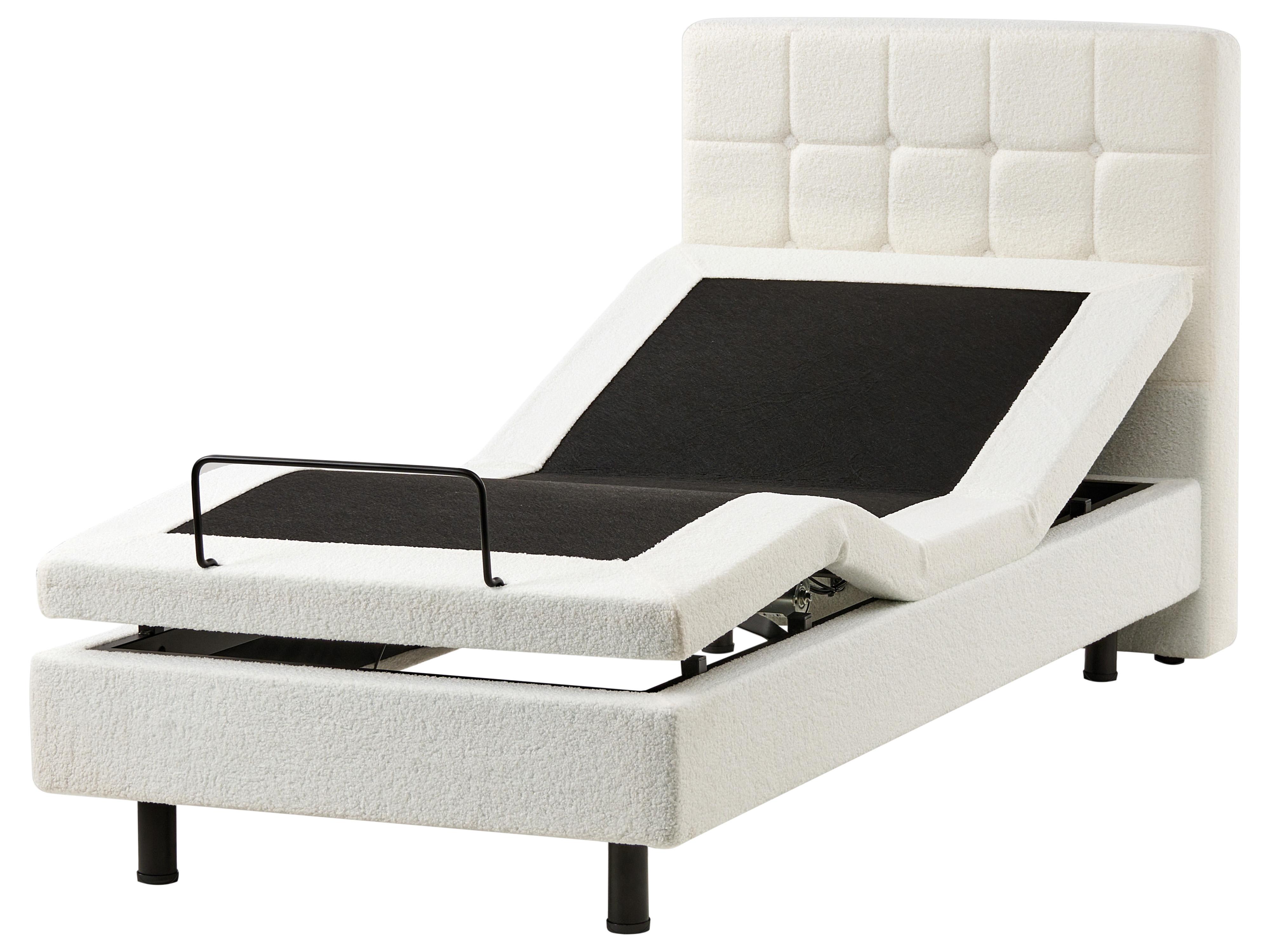 Verstelbaar bed Bouclé DUKE 90 x 200 cm Gebroken wit