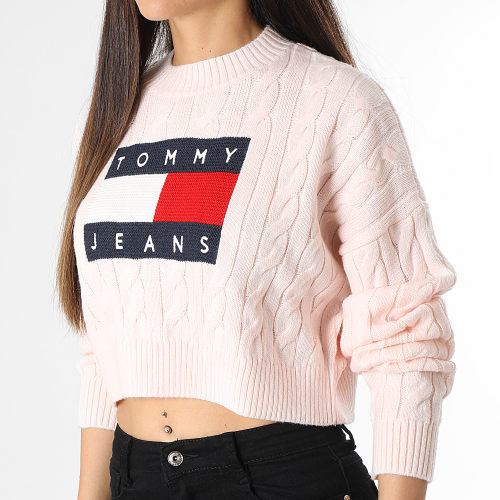Pull Crop Femme Boxy Center Flag 4261 Rose Clair