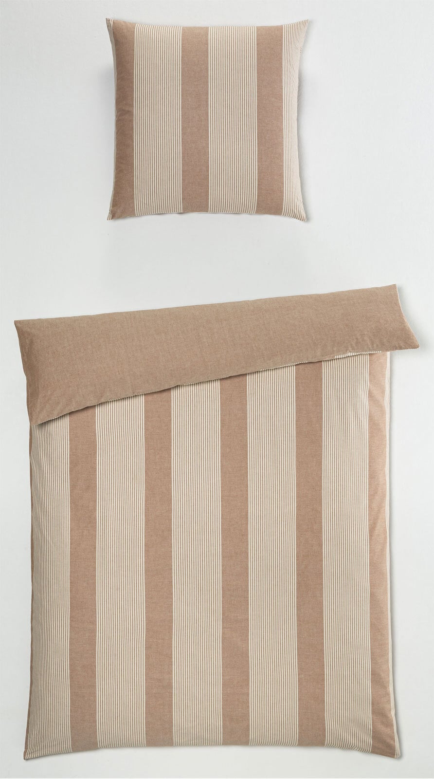 casaNOVA Baumwoll-Bettwäsche MORGAN STRIPE 135 x 200 cm cafe/braun