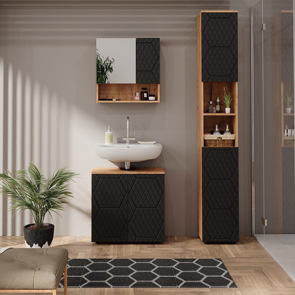 Vicco Waschbeckenunterschrank Irma Eiche Anthrazit 60 x 59 cm Badezimmer