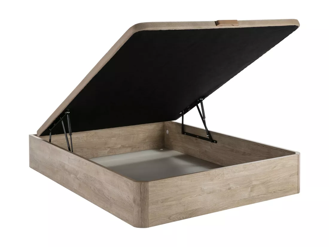 Ensemble 160 x 200 cm sommier coffre naturel clair + matelas mousse et coutil bambou ép.25cm - BERENDI de NATUREA