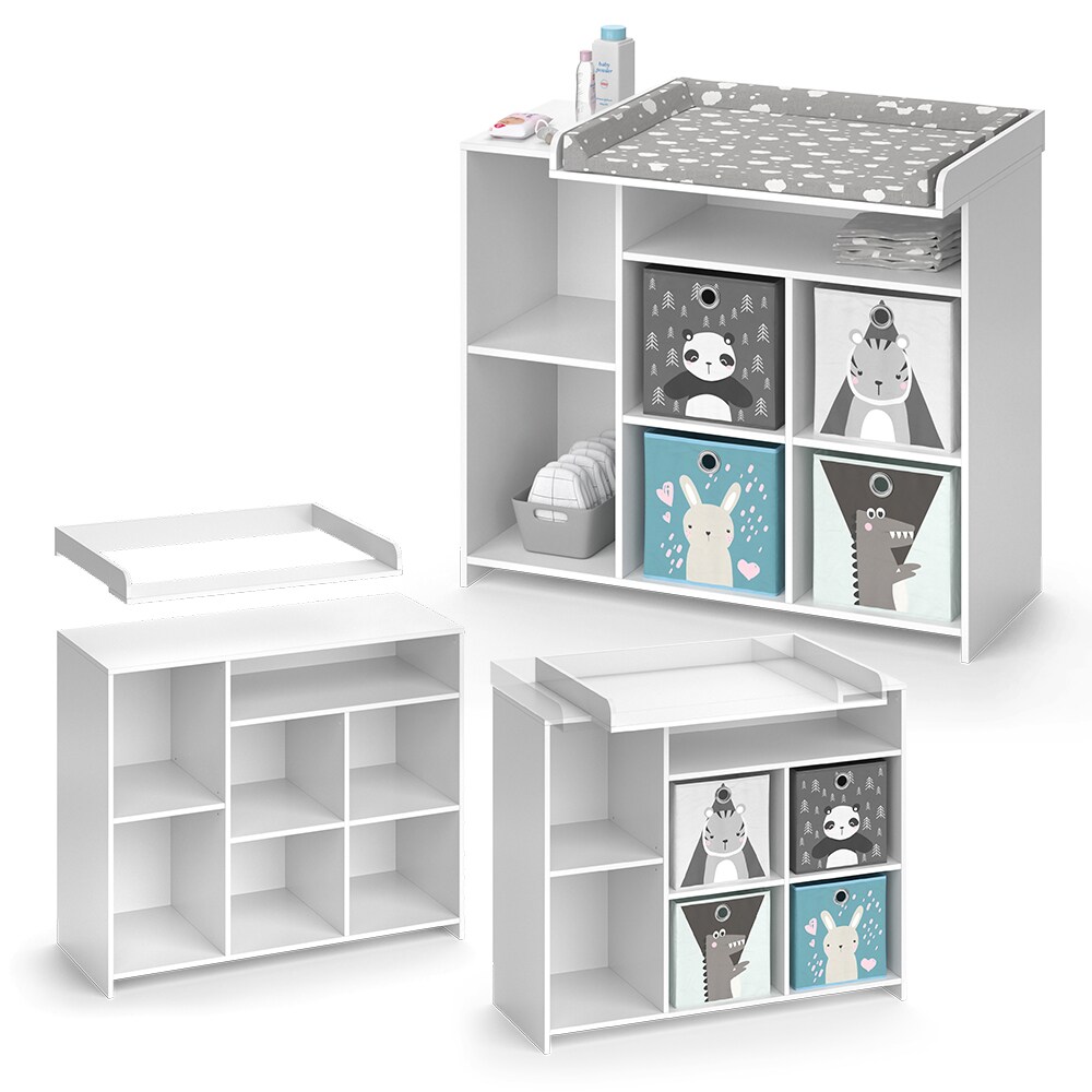 Vicco Wickelkommode Babykommode Wickeltisch Oskar Simple Weiß Kinder-Faltboxen