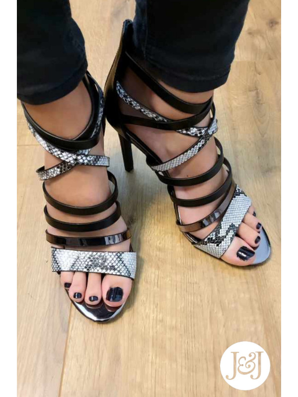 Sandales Python noires 'Ora'