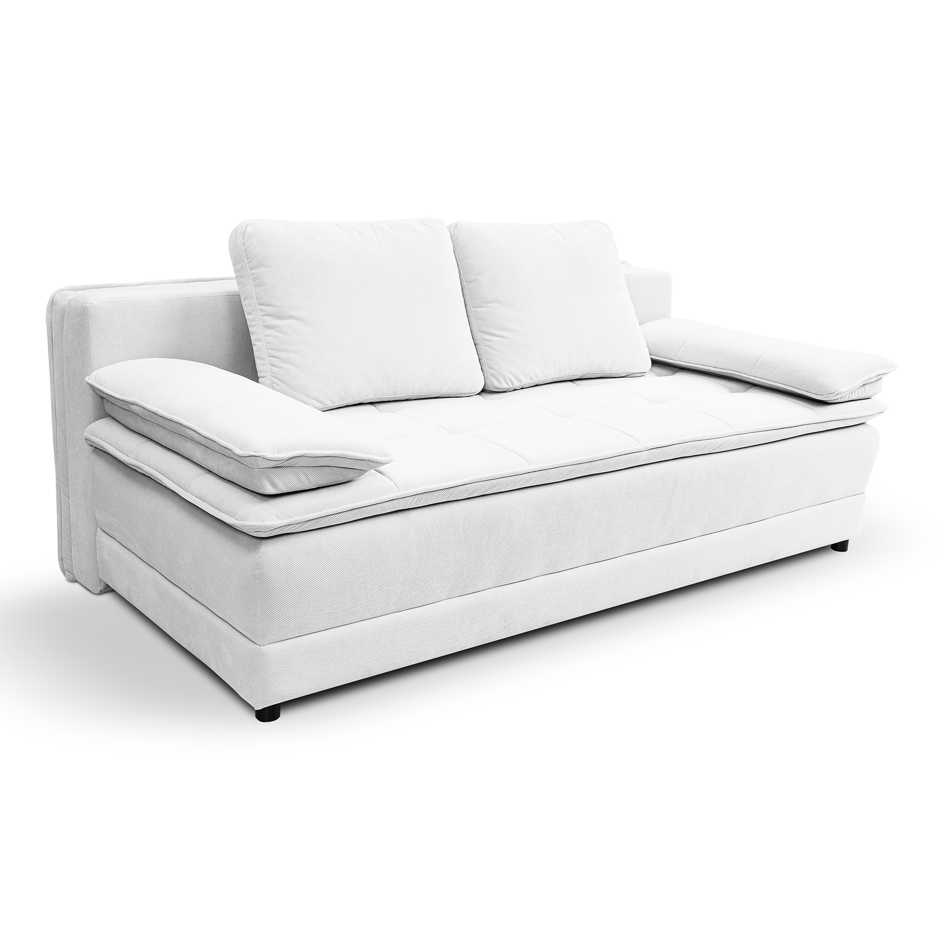 Schlafsofa - weiß - Velvet - Liegefunktion und Staukasten