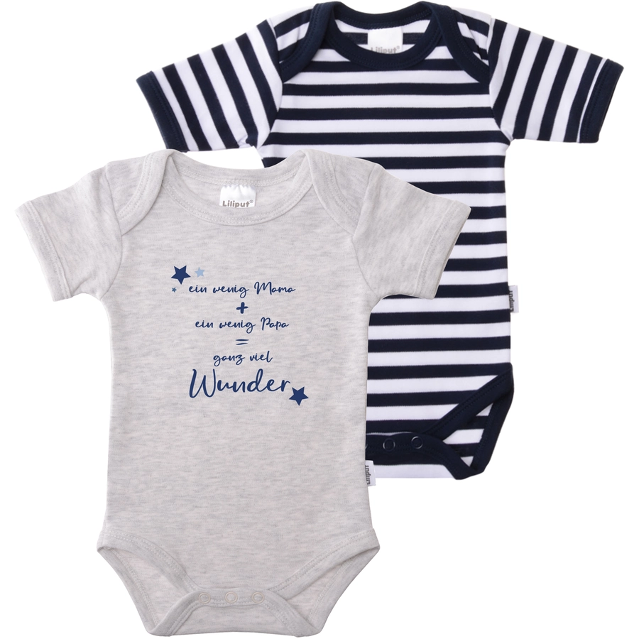 Liliput Baby-Body 2er-Pack Wunder grau-melange marine gestreift