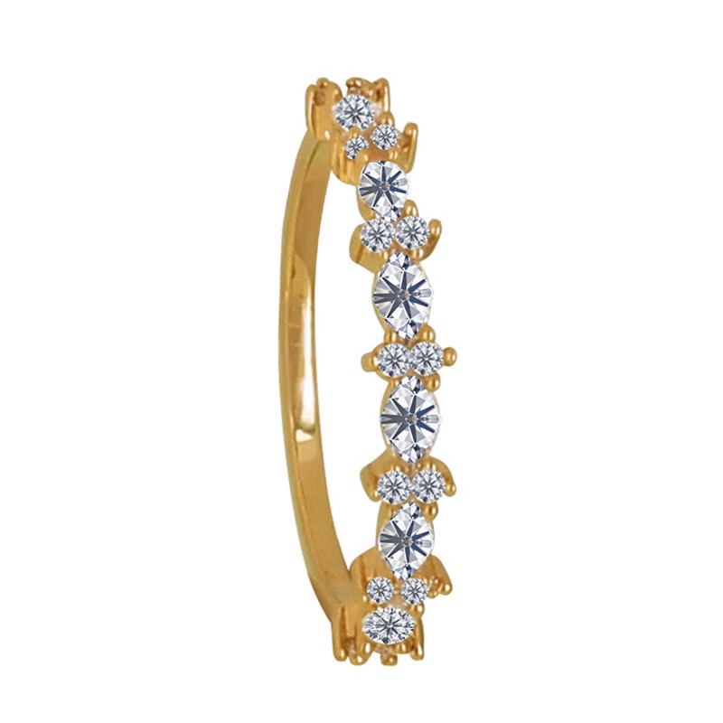 Bague Plaqué Or Couronne de Strass Ronds et Ovales