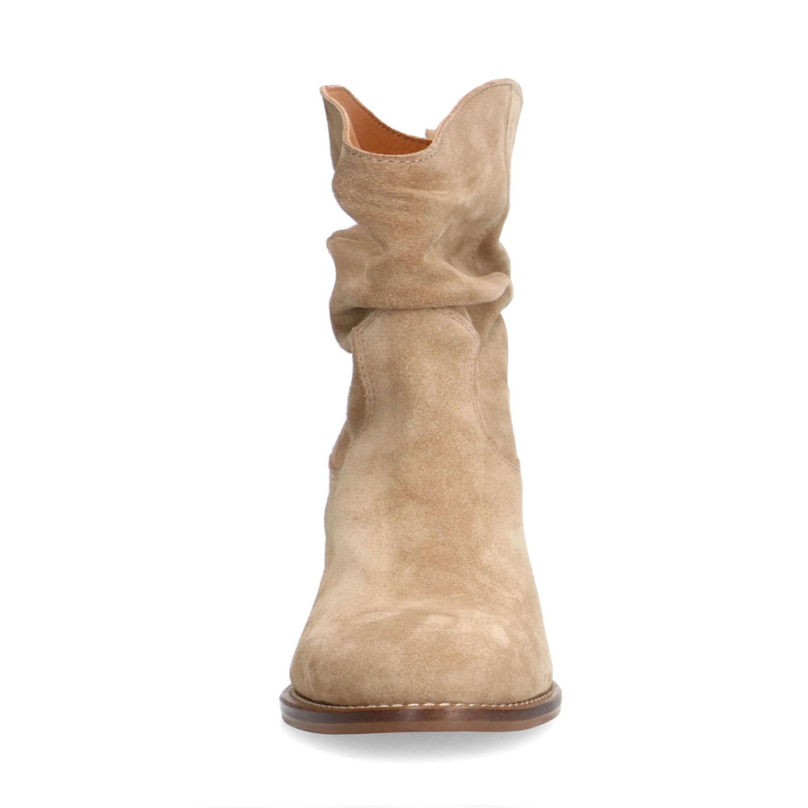 Beige suède enkellaarsjes met hak