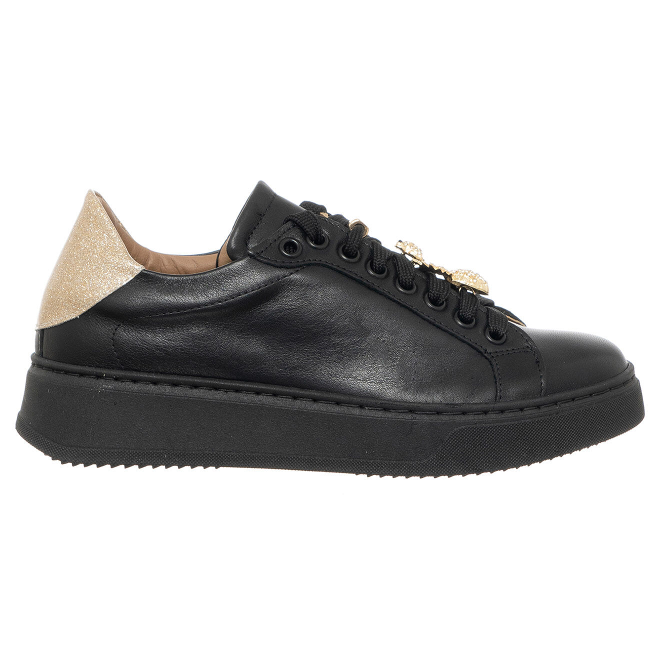 Loretta Pettinari Sneakers en Cuir Léna noir/doré