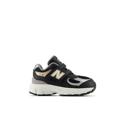 New Balance Litte Kids' 2002 Hook & Loop Sneakers, Black, 25