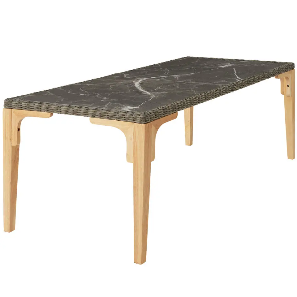 tectake Wicker tafel Foggia 196x87x76cm, Natuur