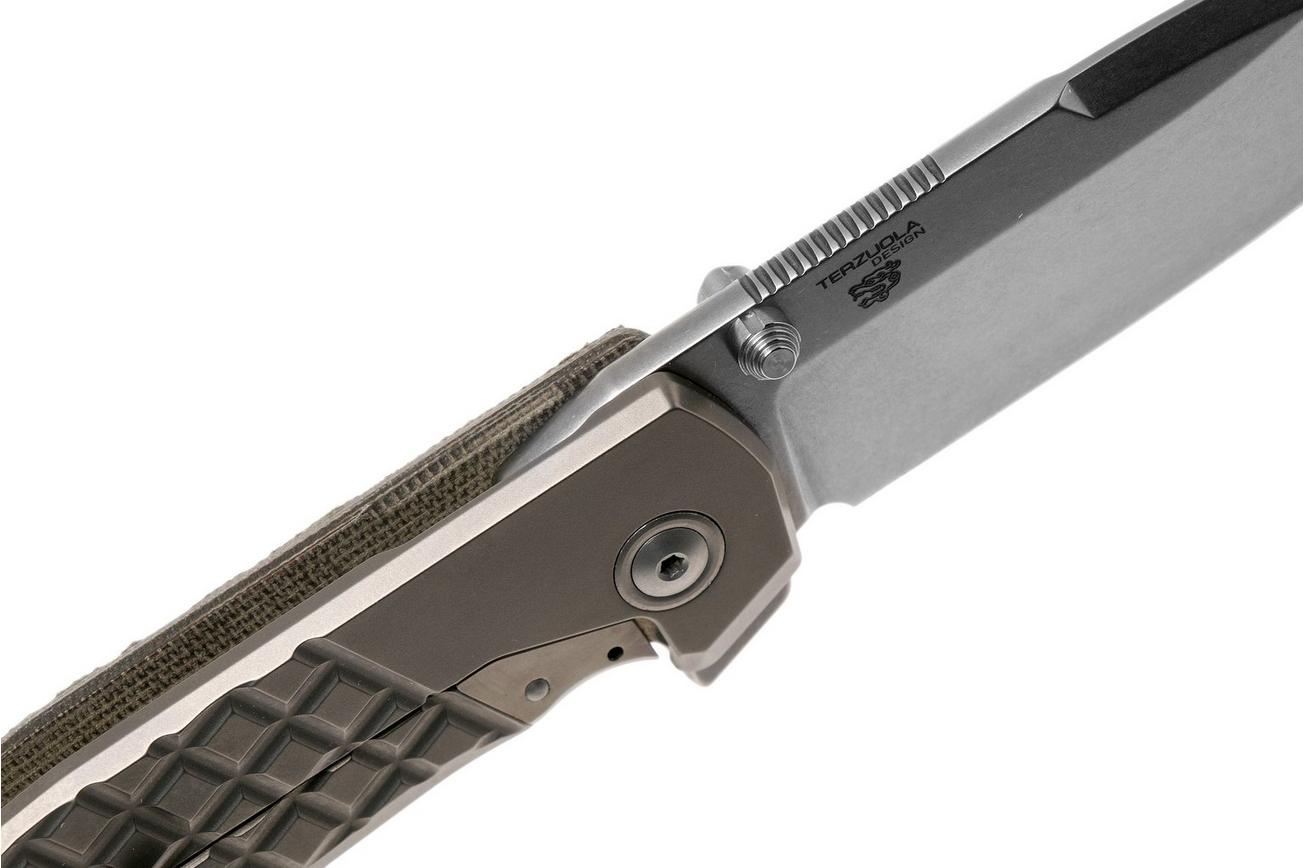 MKM Maximo MM-GCT Green Canvas Micarta zakmes, Bob Terzuola design