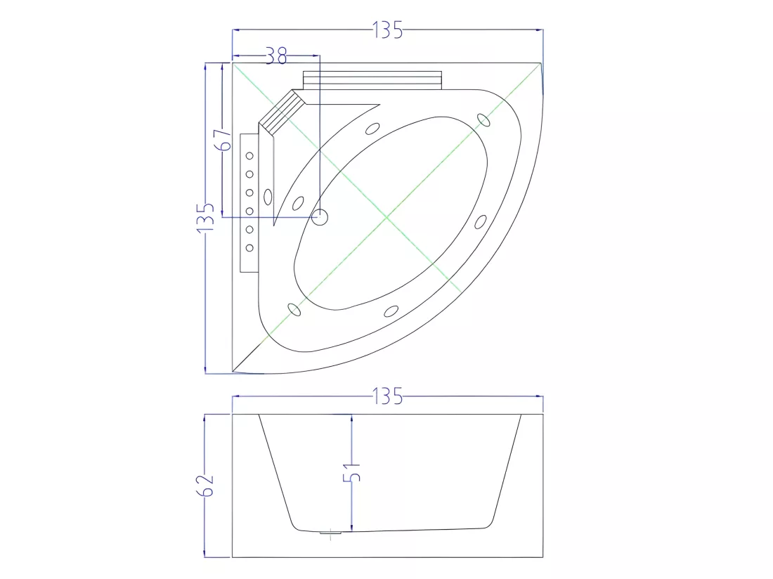 Bain à remous blanc pour 1 personne 135 X 135 cm 6 jets – Sage