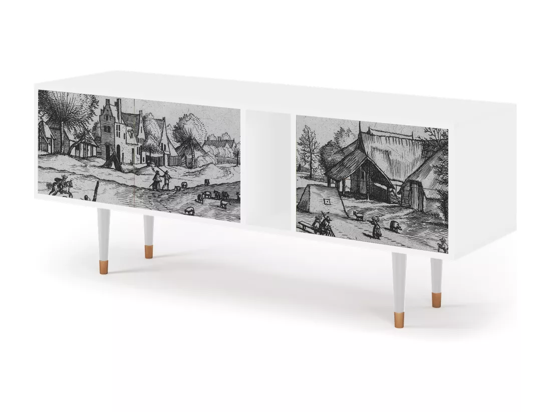 Meuble TV - 170х69х48 cm - T1 - Country Village, Blanc