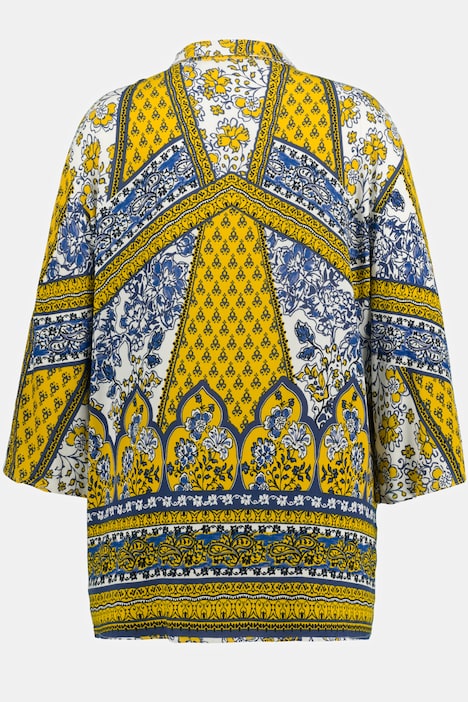 Bluse, Patchdruck, Oversized, Hemdkragen, Flügel-Halbarm