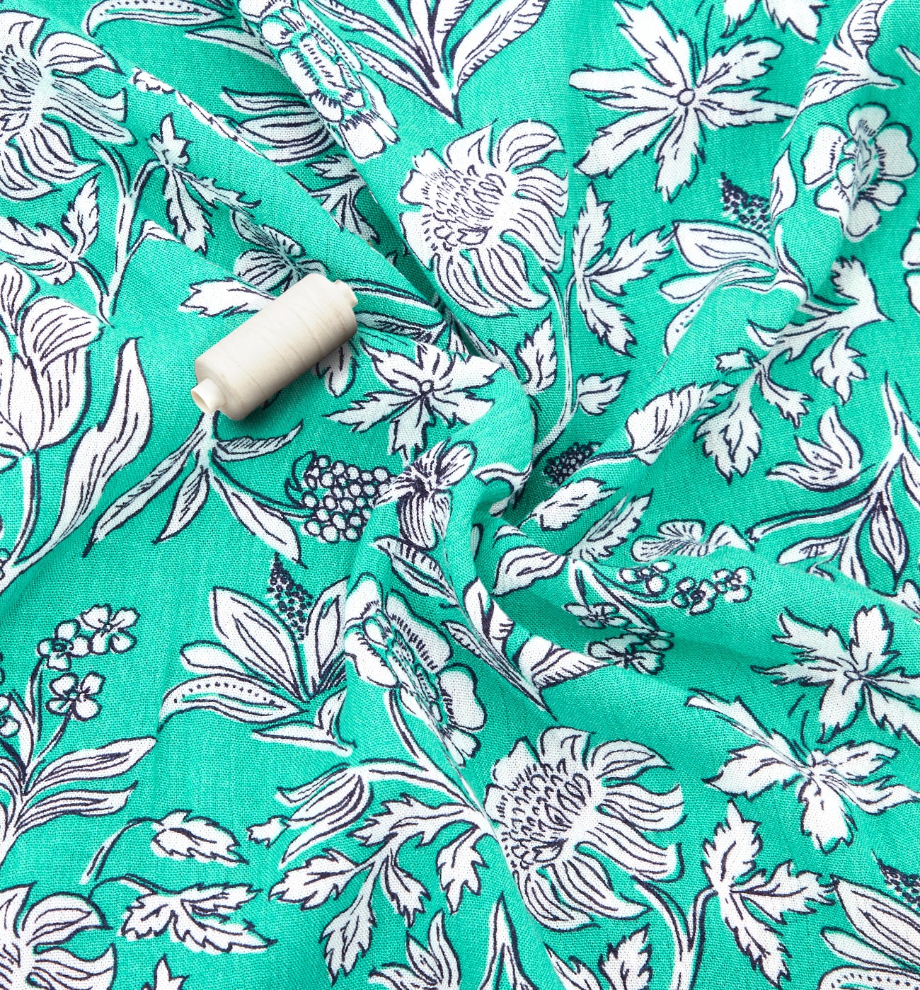 Coupon de 3 m viscose crinkle - Imprimé vert