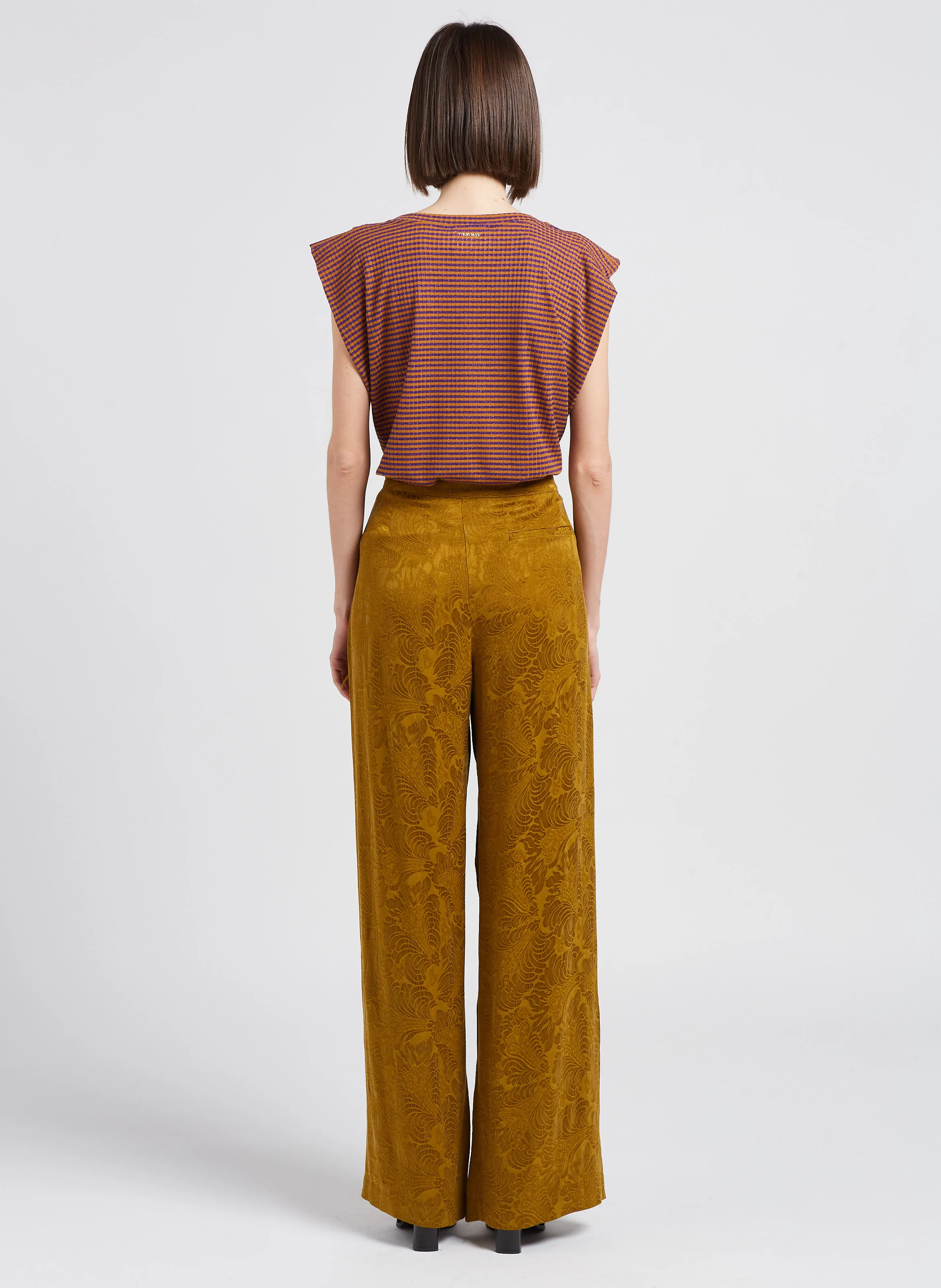 PASCAL - Pantalon large en jacquard | Marron