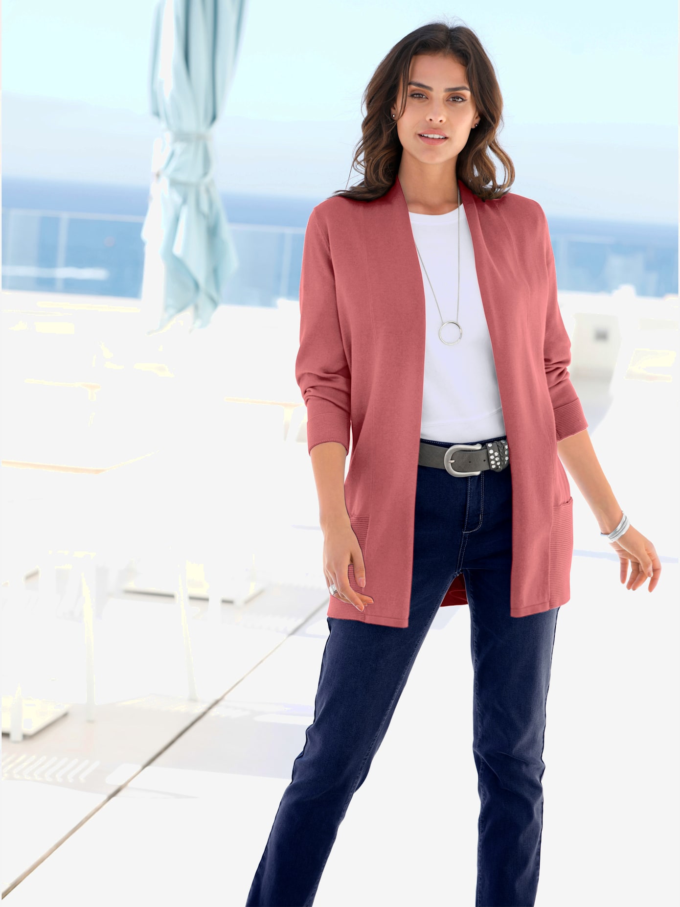 Veste longue en tricot 100% coton pima