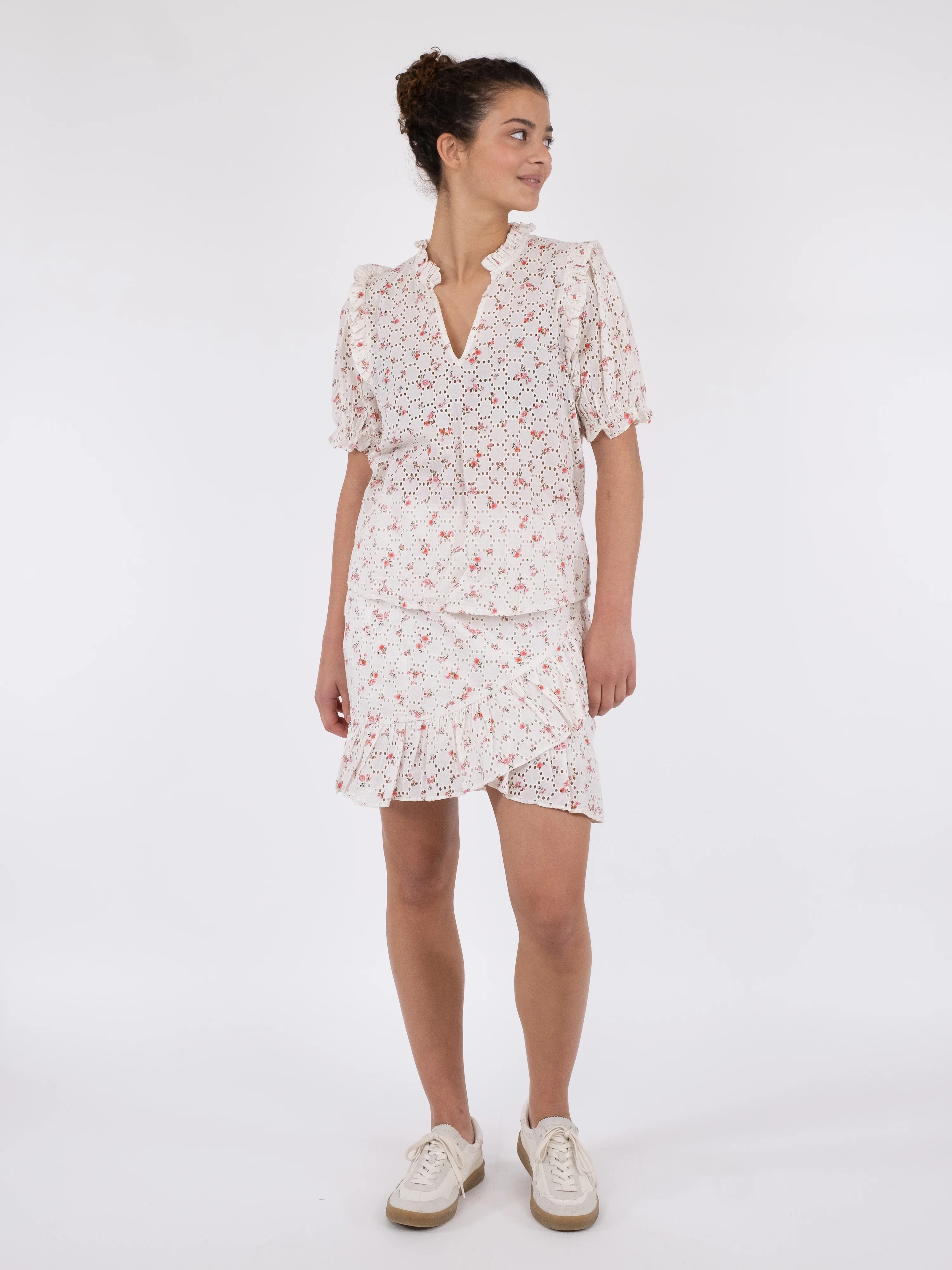 Neo Noir  Rosalie Embroidery Rose bluse - pink