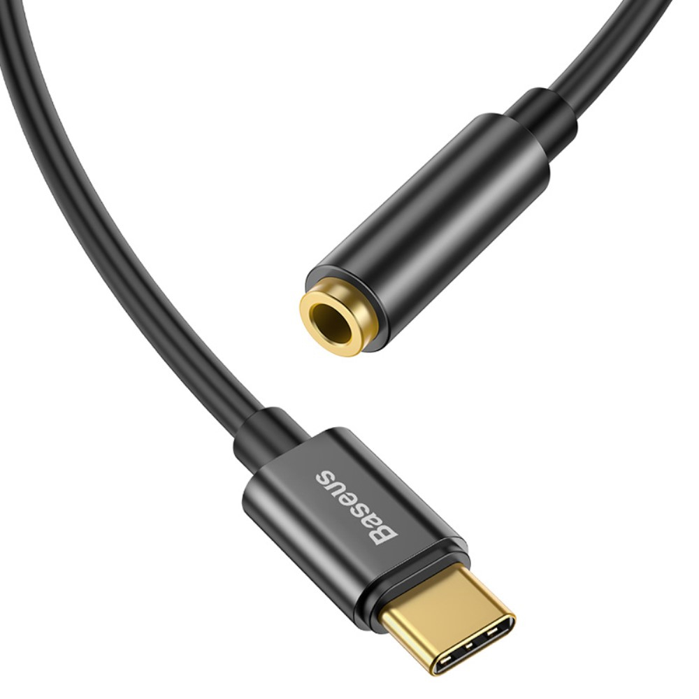 (10cm) USB C auf 3.5mm AUX Klinke Adapter - Schwarz