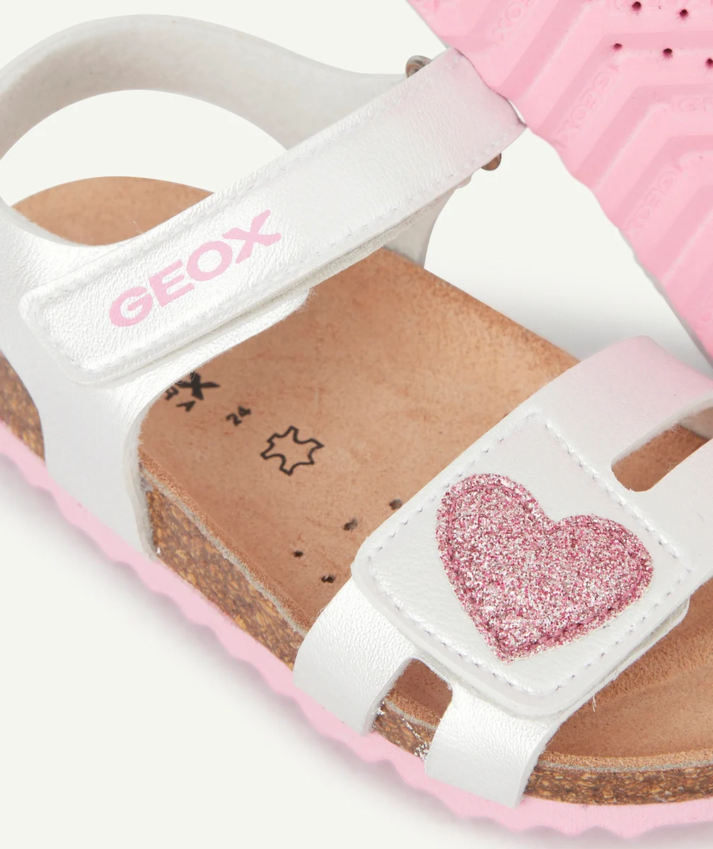 GEOXSANDALES CHALKI FILLE COULEUR ARGENTÉE AVEC DÉTAILS ROSES