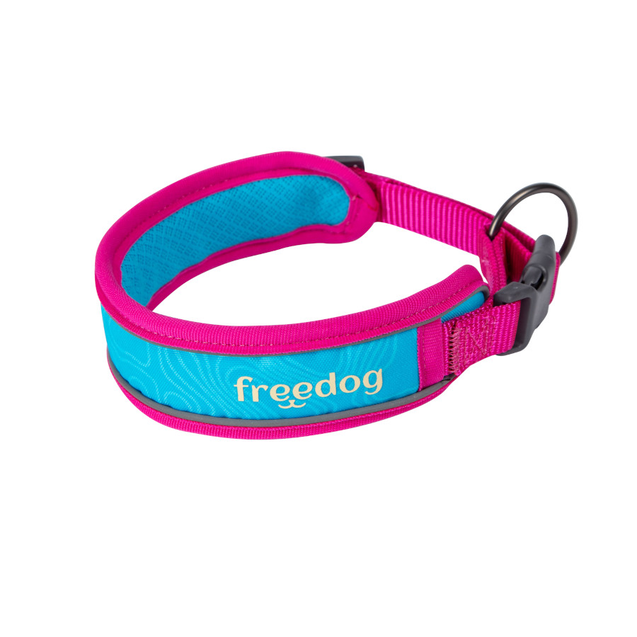 Coleira refrescante Freedog Cool Pro Tech, cor fúcsia, para cães.