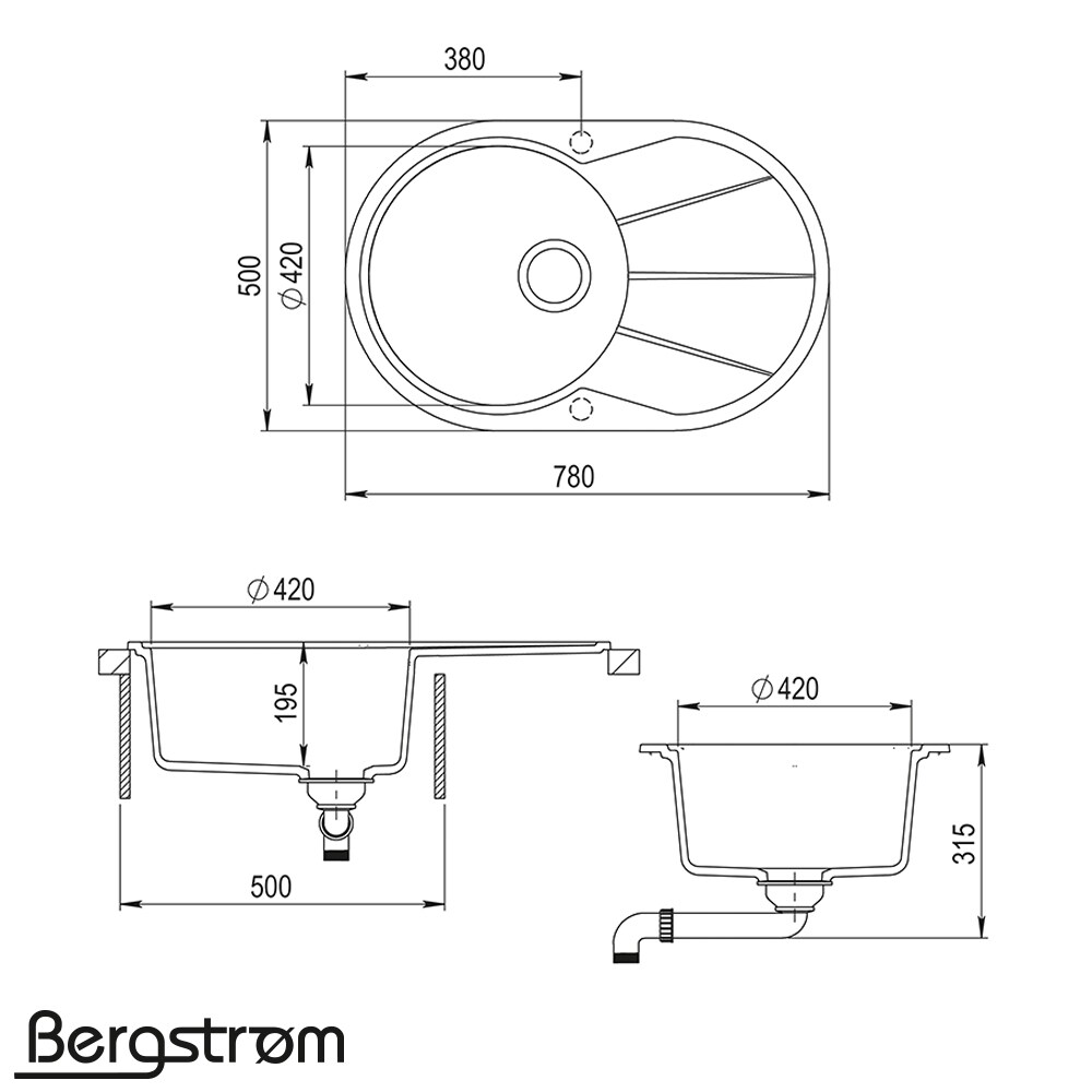 Granit Spüle Küchenspüle Einbauspüle Spülbecken+Drehexcenter+Siphon Schwarz