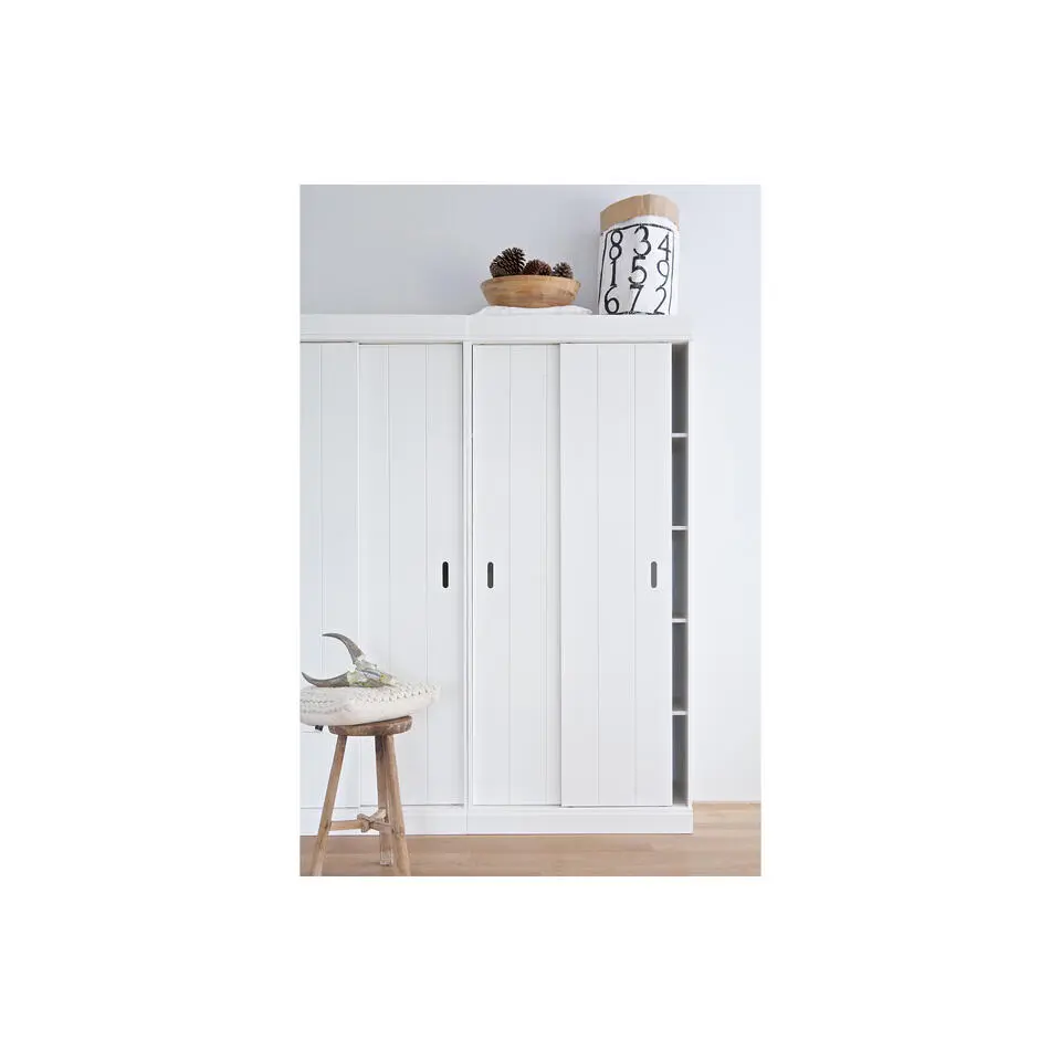 WOOOD Row Plankenkast Met Schuifdeuren - Grenen - Wit - 195x85x44