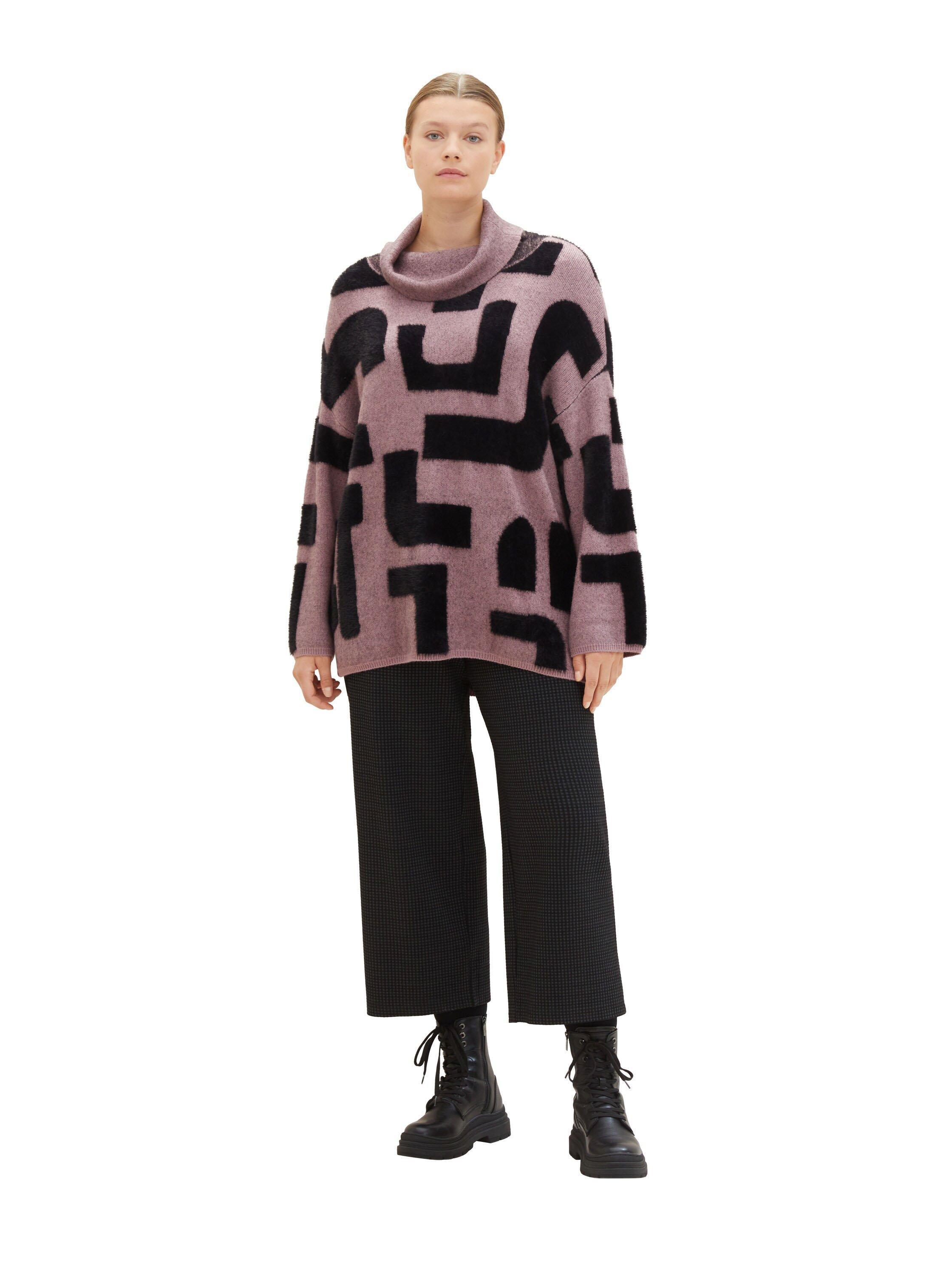Rollkragenpullover mit grafischem Muster