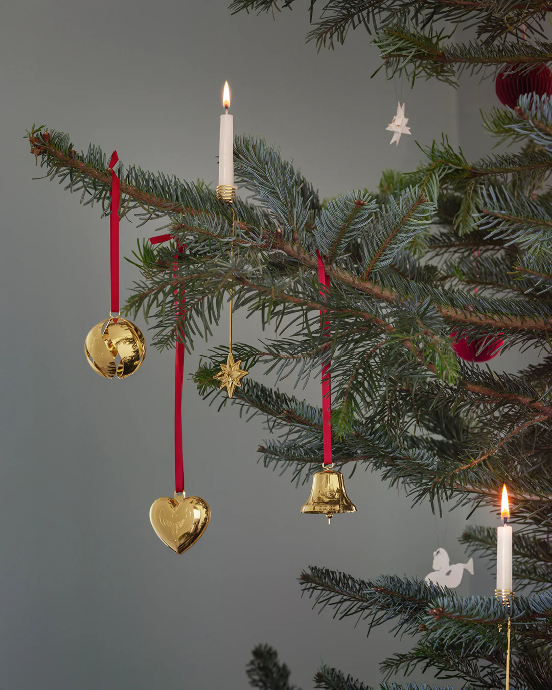 Georg Jensen  Julekugle, klokke og hjerte 2024, 3 pak - forgyldt