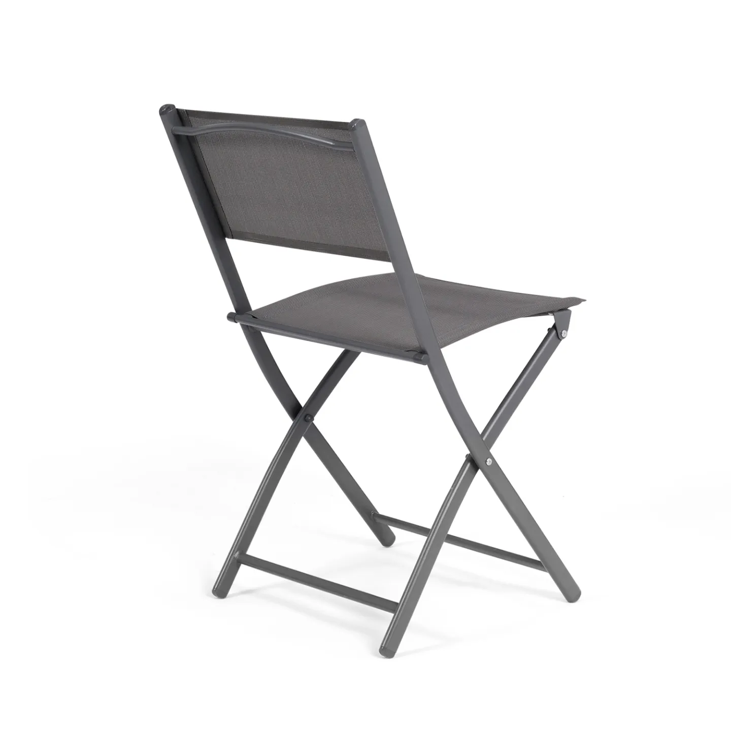 Lot de 4 chaises de jardin pliantes BASTIA métal et textilène gris anthracite