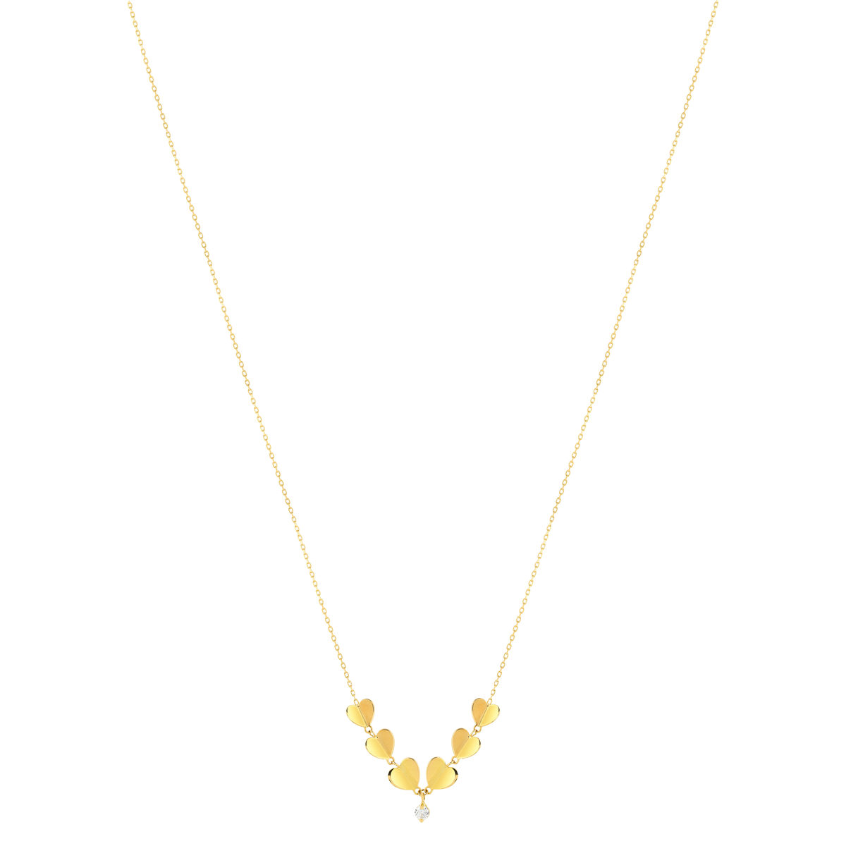 Collier or jaune 750 zirconia 42 cm motif coeur