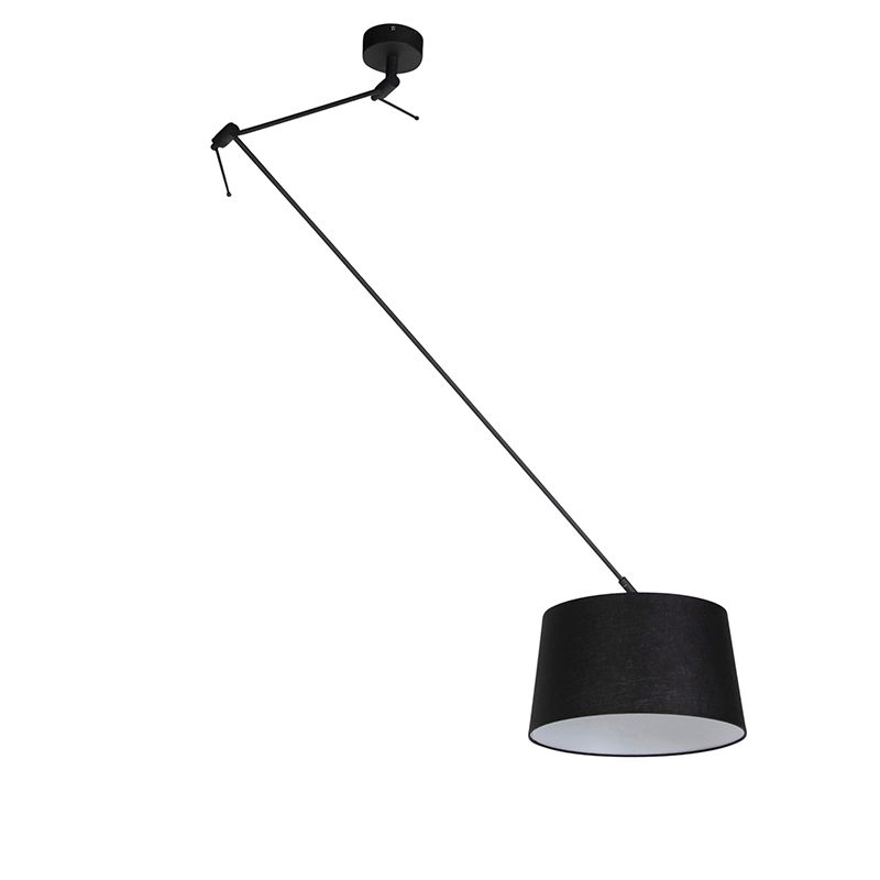 Hanglamp zwart met linnen kap zwart 35 cm - Blitz