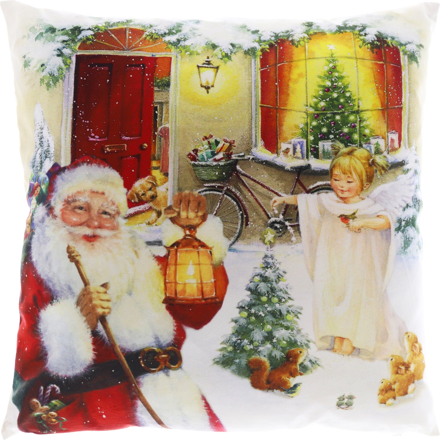 Unique Living kerstkussen Filip rood 45 x 45 x 10 cm