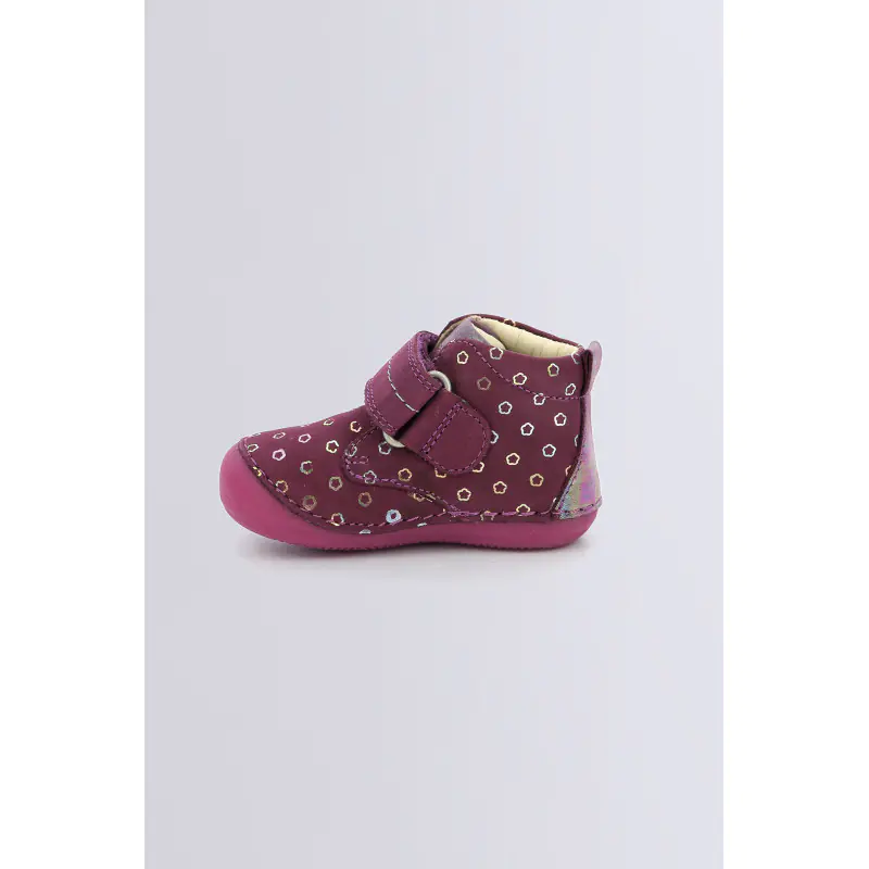 SABIO PRUNE FLOWER BOTTILLONS Cuir Fille