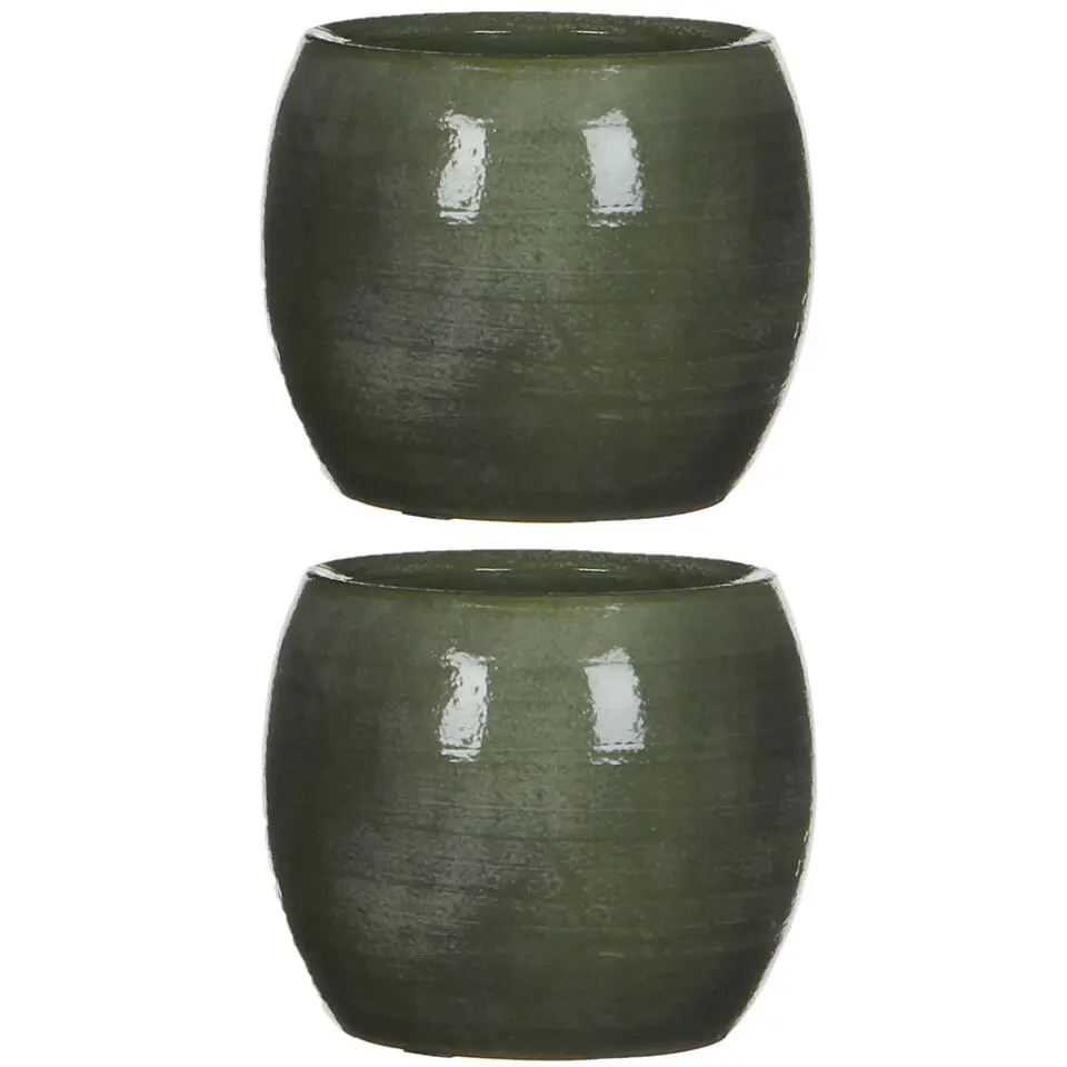 Mica Decorations Bloempot - groen - keramiek - 14 x 12 cm
