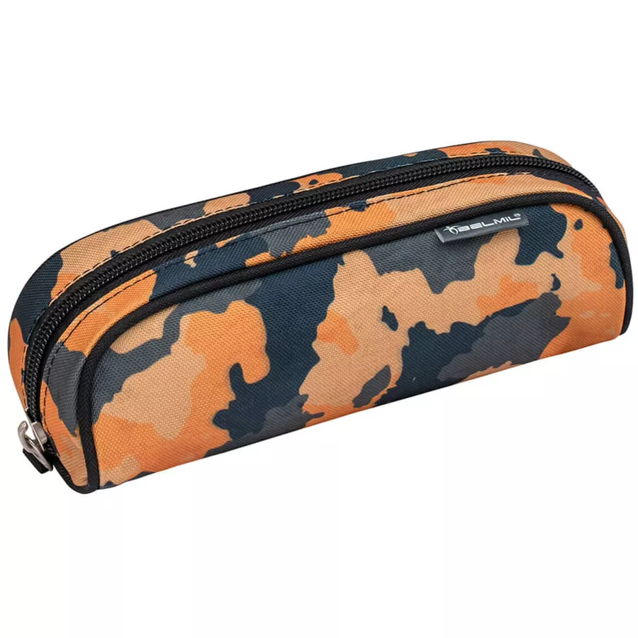 Belmil Schulranzen Smarty Schulranzen Set 6-teilig mit Brustgurt, Hüftgurt Orange Camouflage