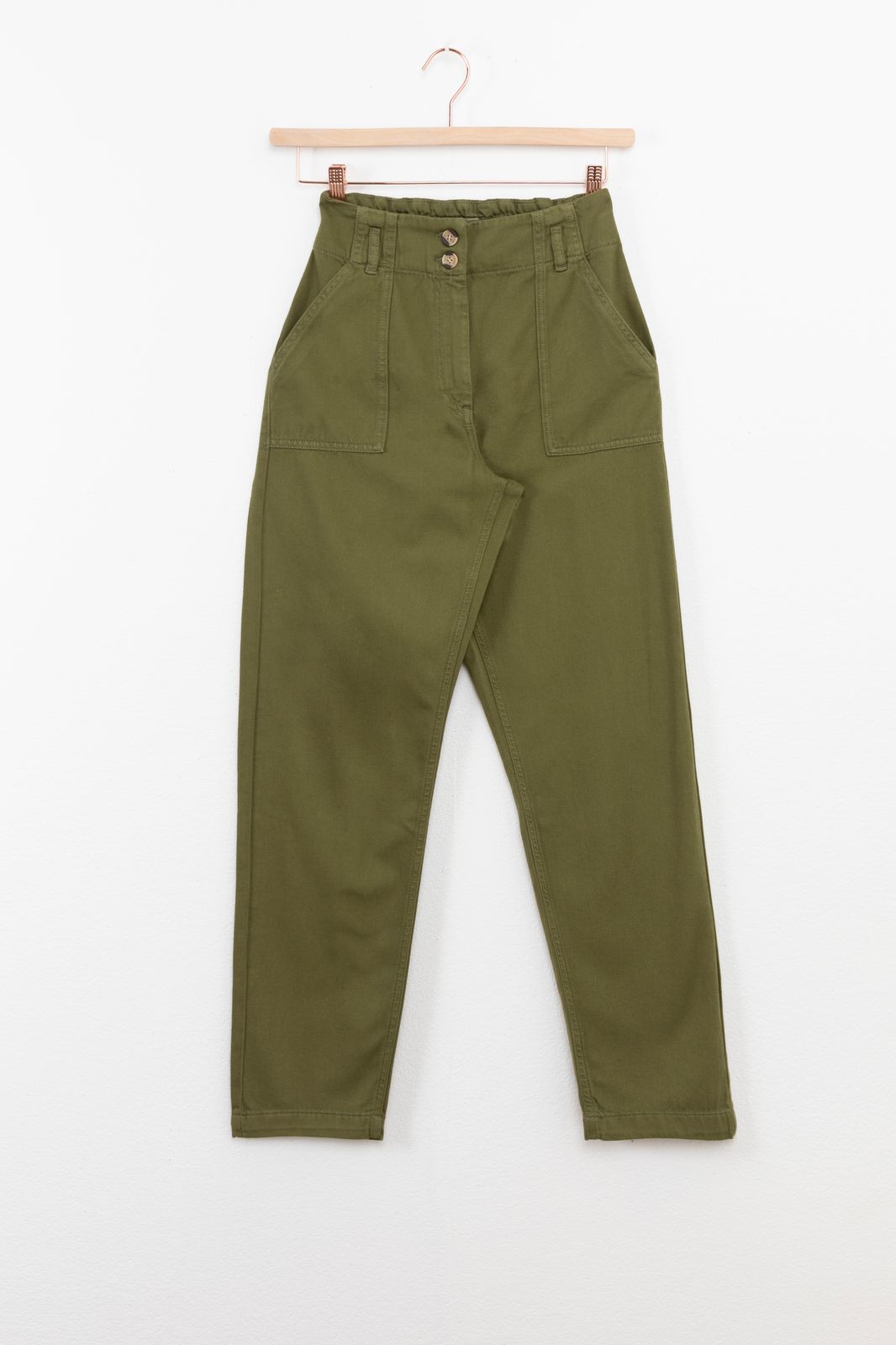 Donkergroene high waist straight leg broek