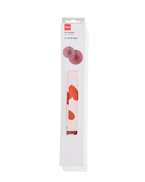 lot d'éventails 2 pièces cœur rose