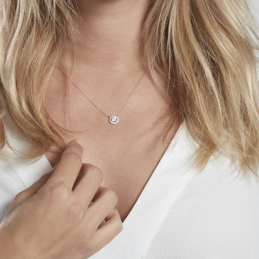 Collier Mentoura Or Blanc Diamant Synthétique