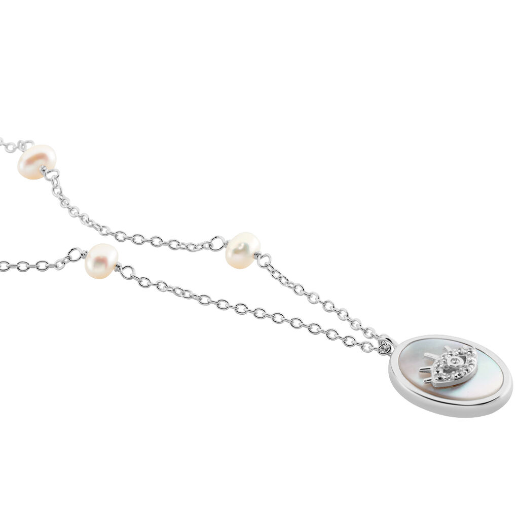Collier Argent Glad Perles De Culture Nacre Oxydes De Zirconium