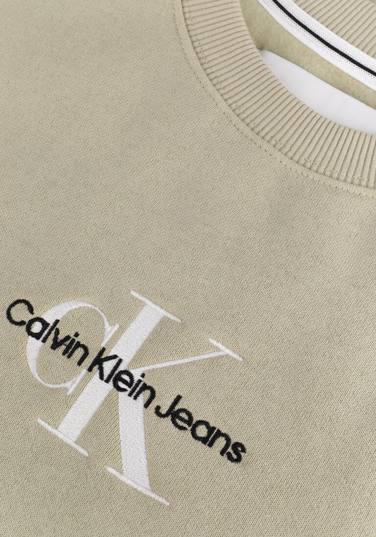 CALVIN KLEIN zand calvin klein sweater monogram logo crew neck