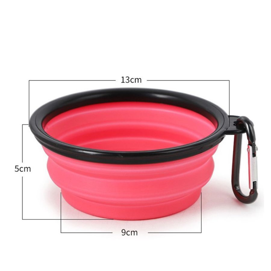 Tigela dobrável para água e comida de animais de estimação, ideal para viagens.