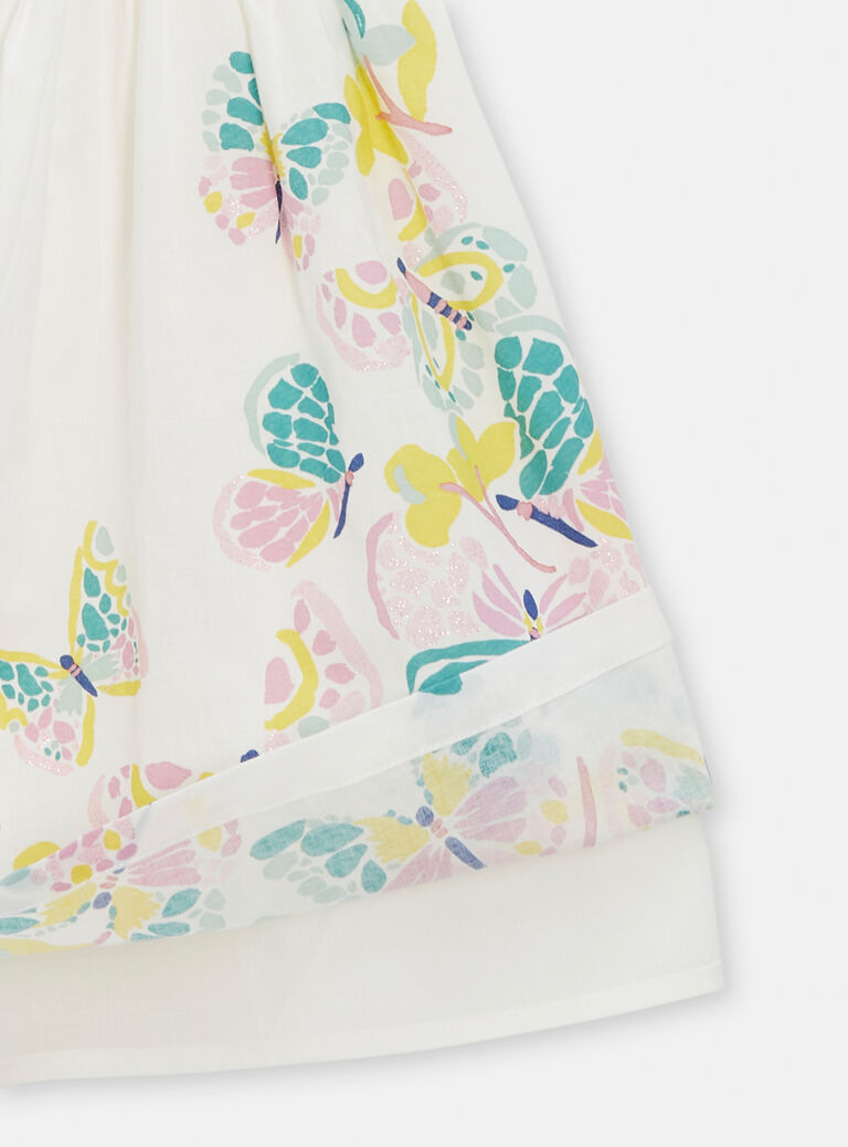 Robe écru animation papillons pour fille