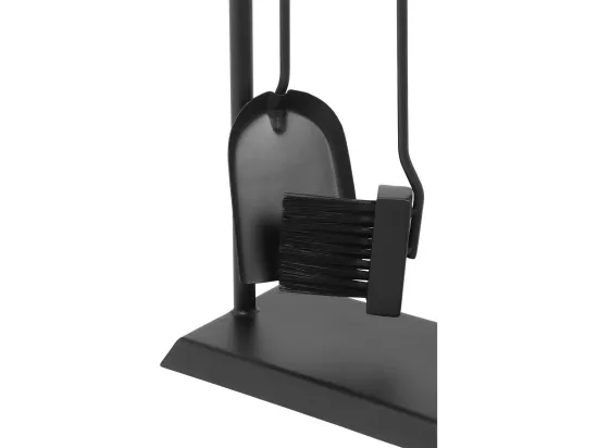 Serviteur de cheminée 4 outils en métal - L. 27 x P. 17 x H. 58 cm - Noir - KARREL
