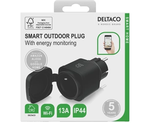 Deltaco Smart Outdoor Plug Energy Monitor Black