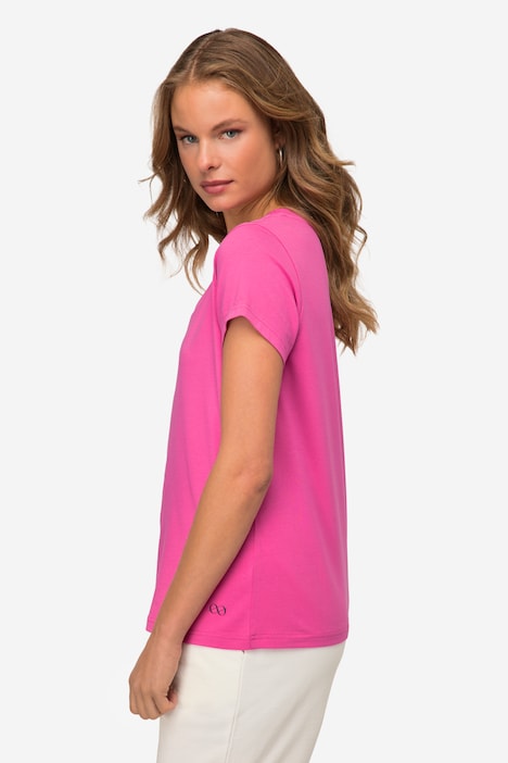 T-Shirt, kleiner Knoten Print, V-Ausschnitt, Halbarm, OEKO-TEX MIG
