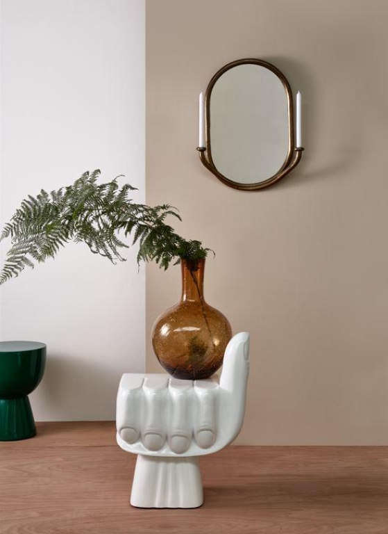 POLSPOTTEN Crackled Glass Ball Body vaas L geel