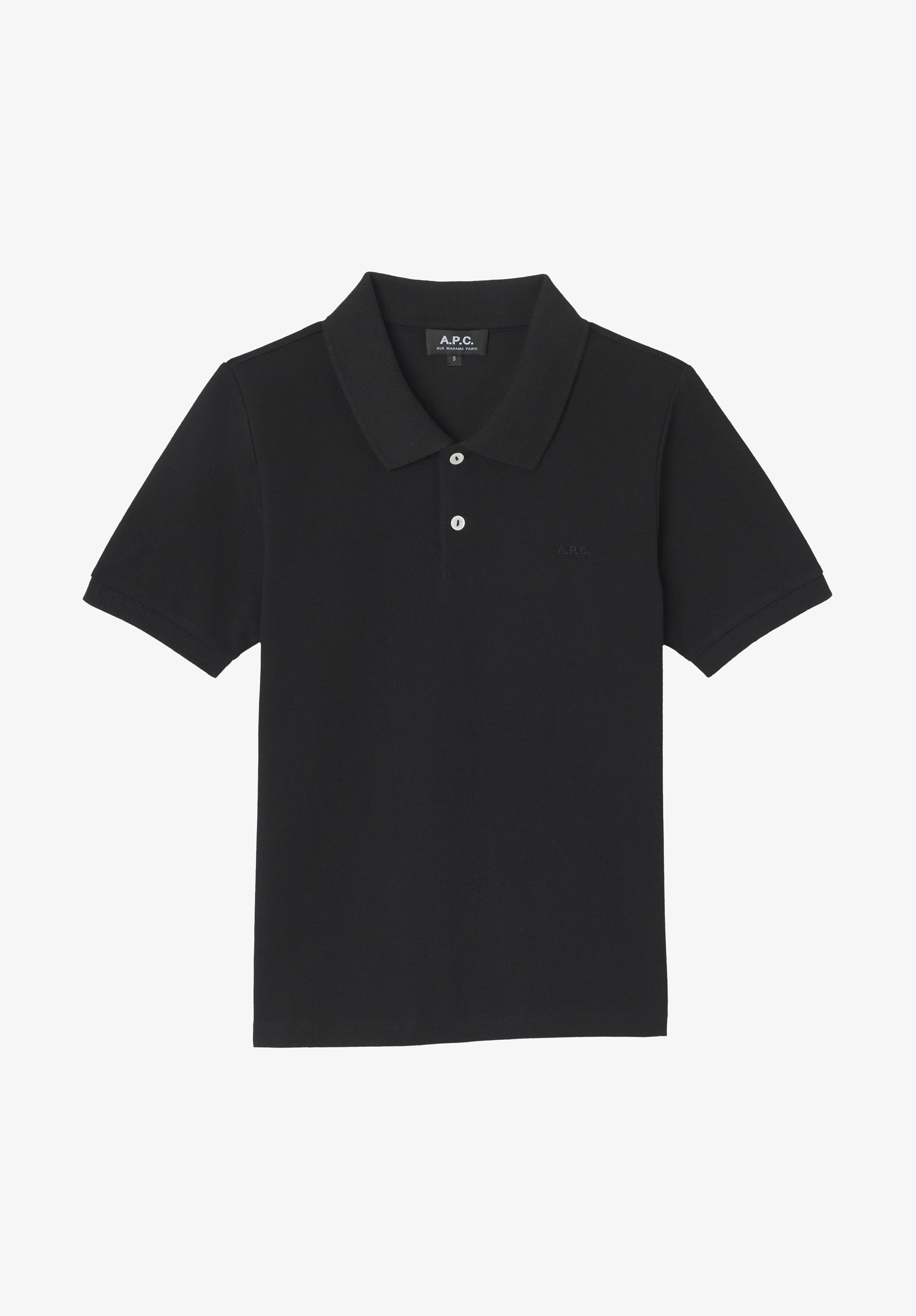 polo ajusté manches courtes GOTS - Noir