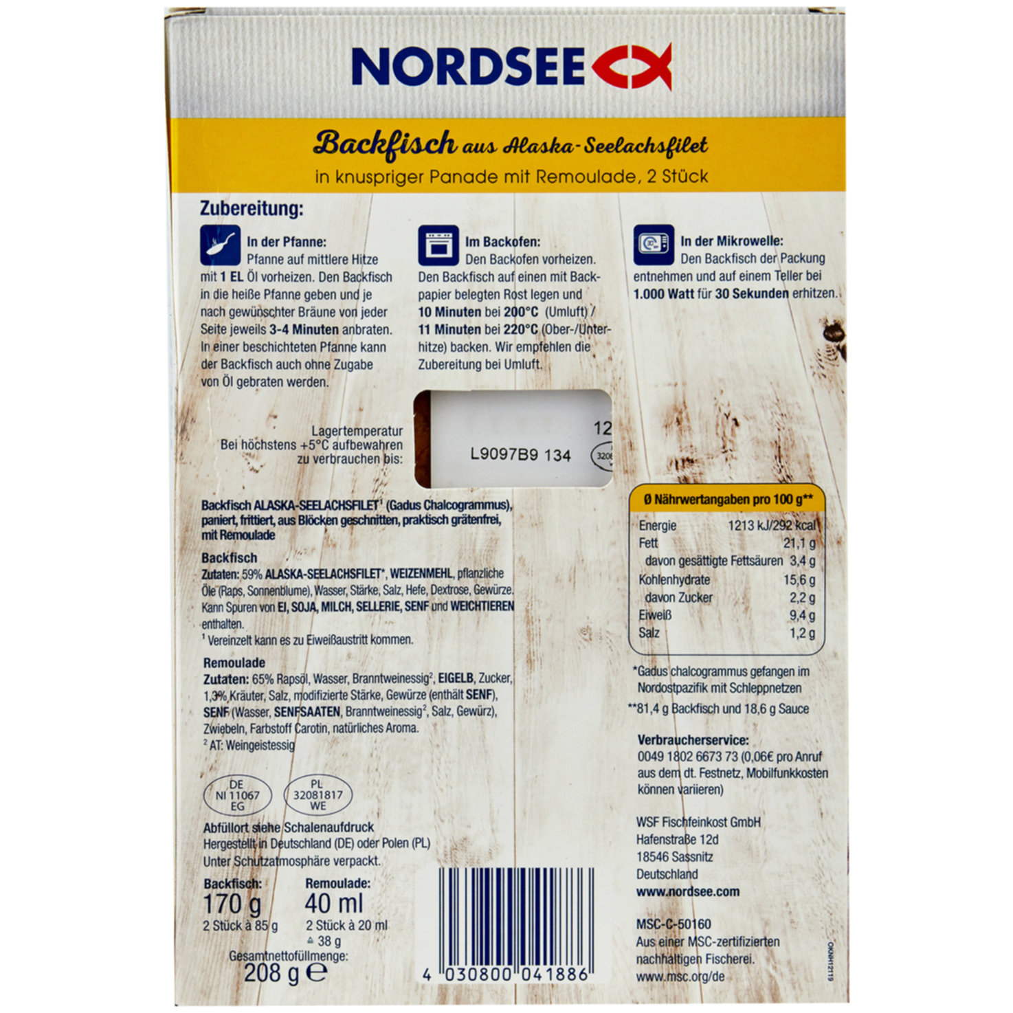 Nordsee Backfisch MSC 2 Stück